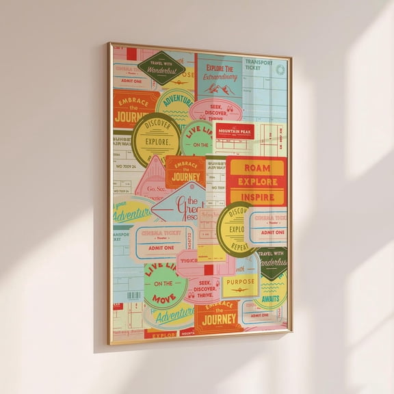 Travel Stamps Poster, Retro Travel Poster, City Ticket Poster, Aesthetic Living Room Poster, Passport Stamps Poster, Dopamine Dorm Room Decor, Unframed Poster Size 8x12 F03.1.14l2205