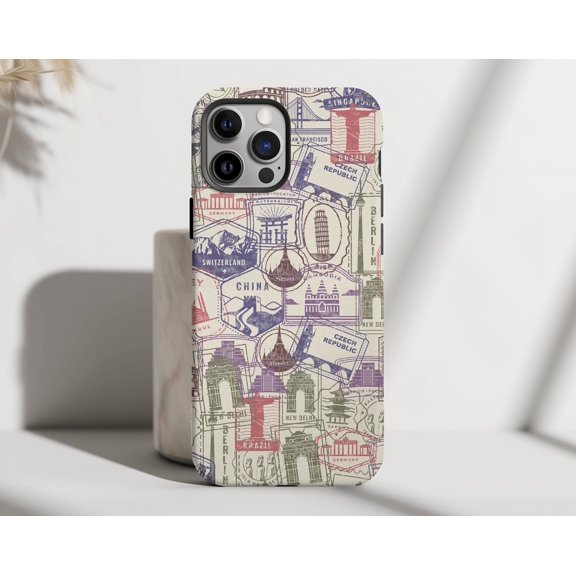 Travel Stamps Wanderlust MagSafe Phone Case with iPhone 17 to 11 Pro Max