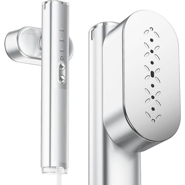 Travel Steamer for Clothes,100-240V Portable Garment Steamer, Steamer＆Iron 2 In 1,30s Fast Heat-up,120ml Water Tank,Large Ceramic Heat Panel,Handheld Steamer for Global ＆ Europe Traveling,Silver