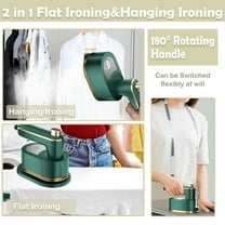 Travel Steamer for Clothes Portable Mini, 15s Fast Heating, 1300W Handheld Multifunctional Steam Iron for Dry and Wet Ironing, 180° Rotatable & Lightweight Design, Ideal for Home and Travel, Green