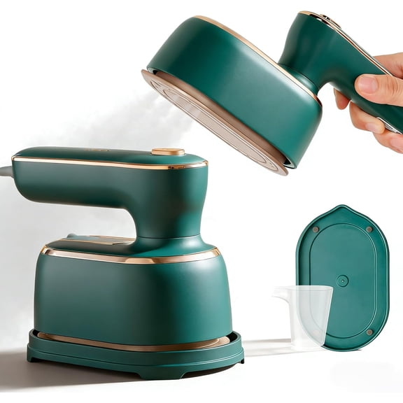 Travel Steamer Iron, Mini Portable Steam Ironing Machine with 30S Quick Preheating, A Must-have Multi Angle Iron with Rotating Handle for Travel, University Dormitories, Offices & Homes (Green)
