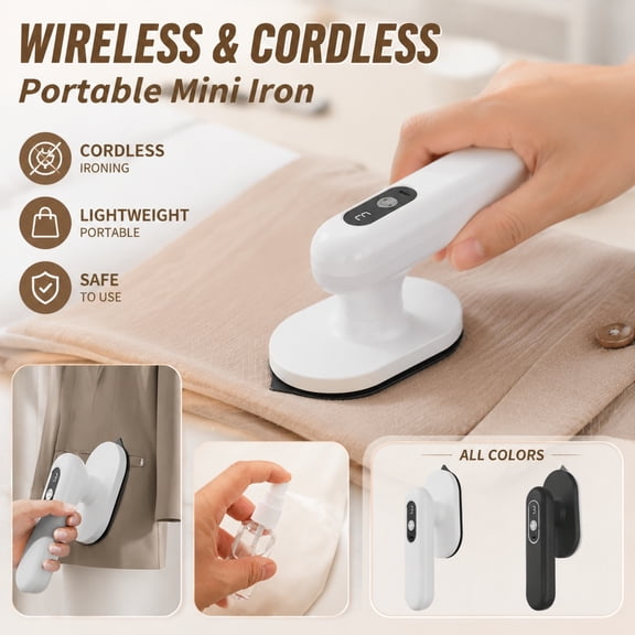 Travel Steamer, Mini Travel Iron, Portable Steamer for Clothes Travel, College Dorm Essentials, 8X3 Inch Low-Power Cordless Rechargeable Small Steam Iron Portable Handheld Garment