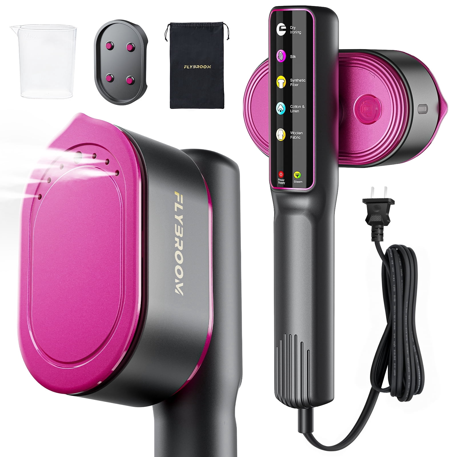 Travel Garment Steamer, 1200W 2-in-1 Steam and Dry Iron LED Display with 5 Modes 110–120V