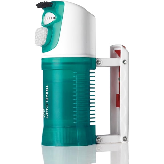 Travel Steamer for Clothes - Mini Garment Steamer, Fabric Steamer in Green by Travel Smart - Packable in Carry On Luggage - Dual Voltage
