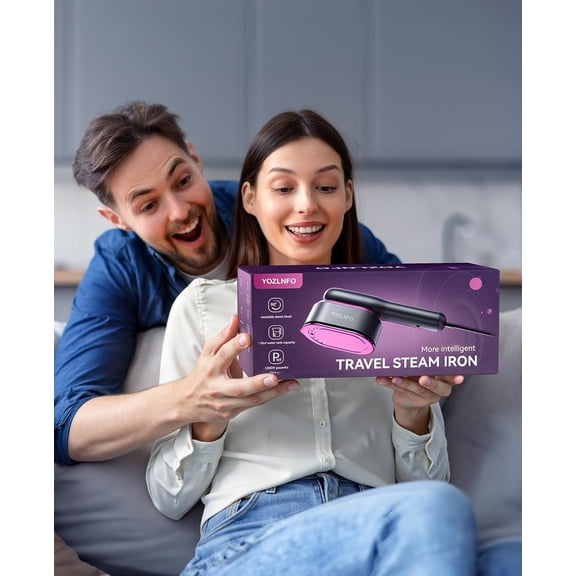 Travel Steamer for Clothes Portable: 2-in-1 Mini Handheld Garment Steamer Iron - 15s Heat Up & 5 Adjustable Steam - Large Ceramic Panel - 110-120V