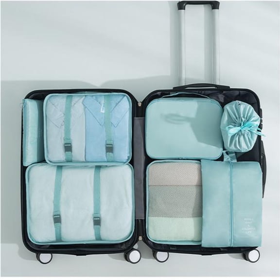 Travel Storage Bag 7-Piece Set | Multi-Function Luggage Organizer | Polyester Packing Cubes, Shoe Bag, Underwear Pouch, Flat Pocket | Lightweight, Durable Travel Accessories