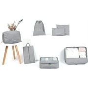 Travel Storage Bag / 7 pcs Set Luggage Organizer Packing Cubes,Compression Pouch （Gray）