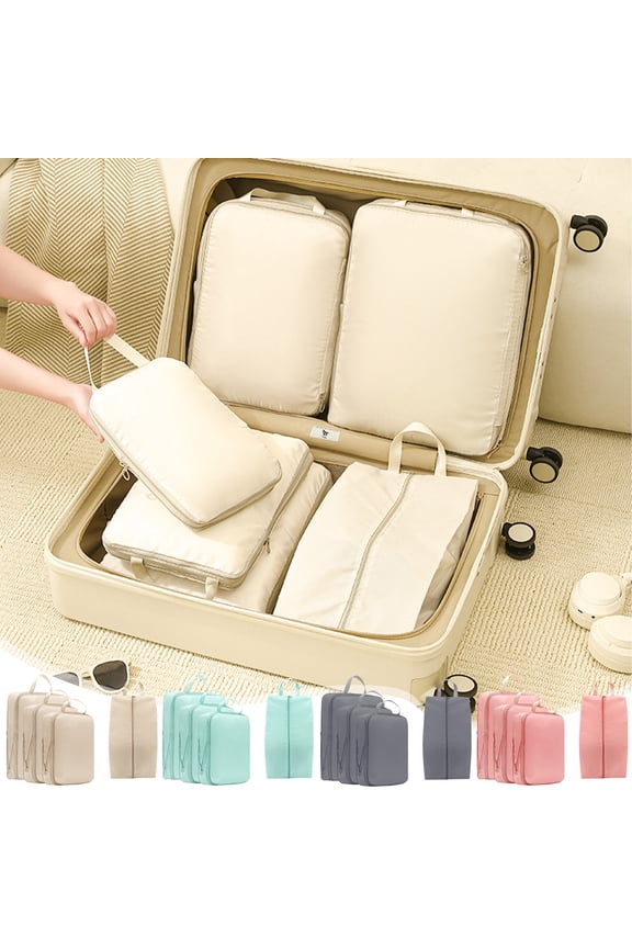 Travel Storage Bag Set, Waterproof Double Layer Zipper Compression Organizer for Luggage, Large Capacity Packing Cubes for Business Travel and Clothes, Topliu