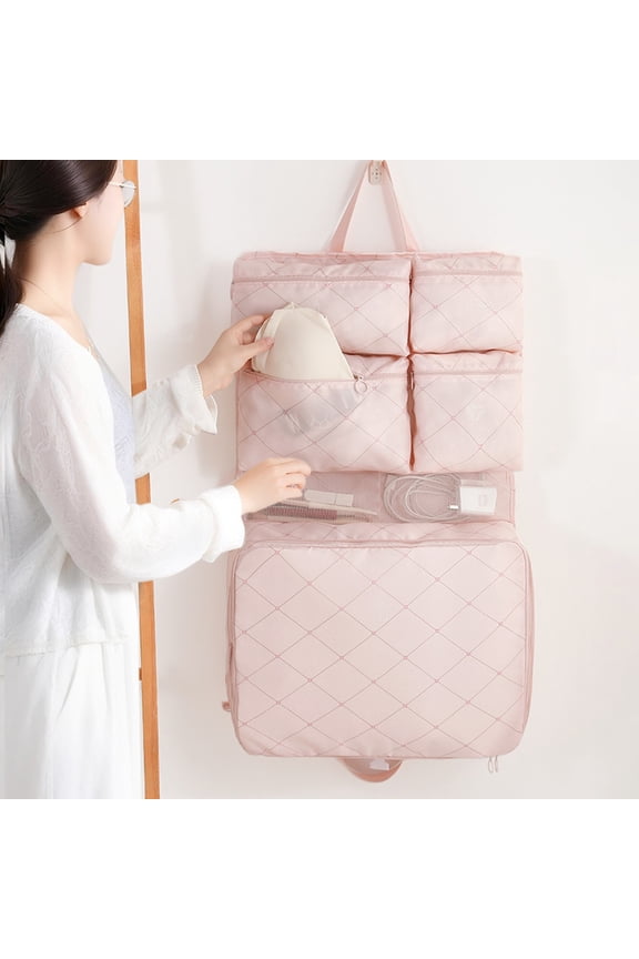 Travel Storage Bag Tote 7-in-1 Hanging Organizer | Large Capacity Foldable Packing | Underwear, Shoes, Toiletries Divider | Portable Clothes Organizer 29.5"x18" | 1 Piece