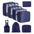 thumbnail image 1 of Travel Storage Bags Set, 8-Pack Packing Organizer Pouches, Waterproof Foldable Luggage Organizers For Clothes Accessories Toiletries(Navy), 1 of 7
