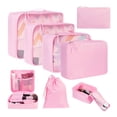 thumbnail image 1 of Travel Storage Bags Set, 8-Pack Packing Organizer Pouches, Waterproof Foldable Luggage Organizers For Clothes Accessories Toiletries(Pink), 1 of 7