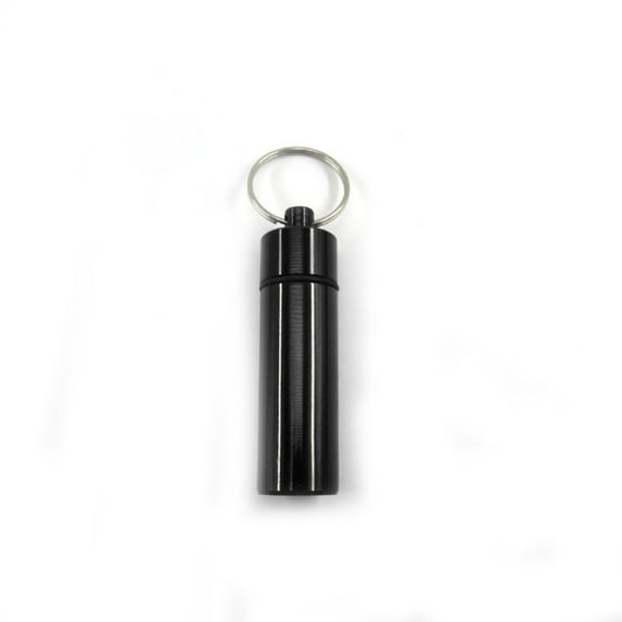 Travel Storage Waterproof Seal Up Keychain Pocket Containers Medicine Bottle Aluminum Tips Pill Containers Pill Case Toothpick Holders Pill Organizer BLACK