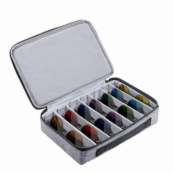 Travel Sunglasses Organizer Case, Adjustable Slot for Multiple Pairs, Portable Eyeglasses Storage Box Men Women
