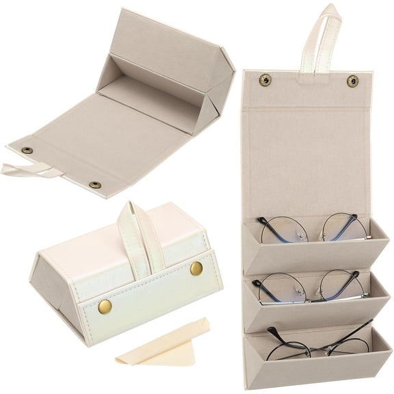 Travel Sunglasses Organizer, Foldable Holder Leather Sunglass Storage Organizer Case Portable