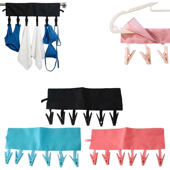 Travel Swimsuit Drying Rack, Foldable Bathing Suit Hanger with 6 Clips, Portable Clothing Drying Rack for Swimsuit Towels and Socks, Clothes Organizer for Dorm Rooms and Vacation (3pcs-B)