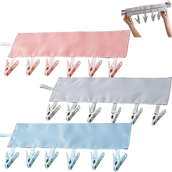 Travel Swimsuit Drying Rack, Travel Hangers Foldable with 6 Clips Portable Foldable Hangers for Swimsuit Towel & Sock Space-Saving Drying Rack for Hotels Camping (3pcs)