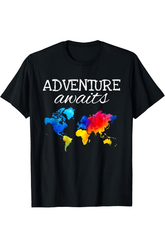 Travel TShirt Wanderlust World Map Adventure Traveler Gift T-ShirtMen and women, Black T-shirt, size: Extra large
