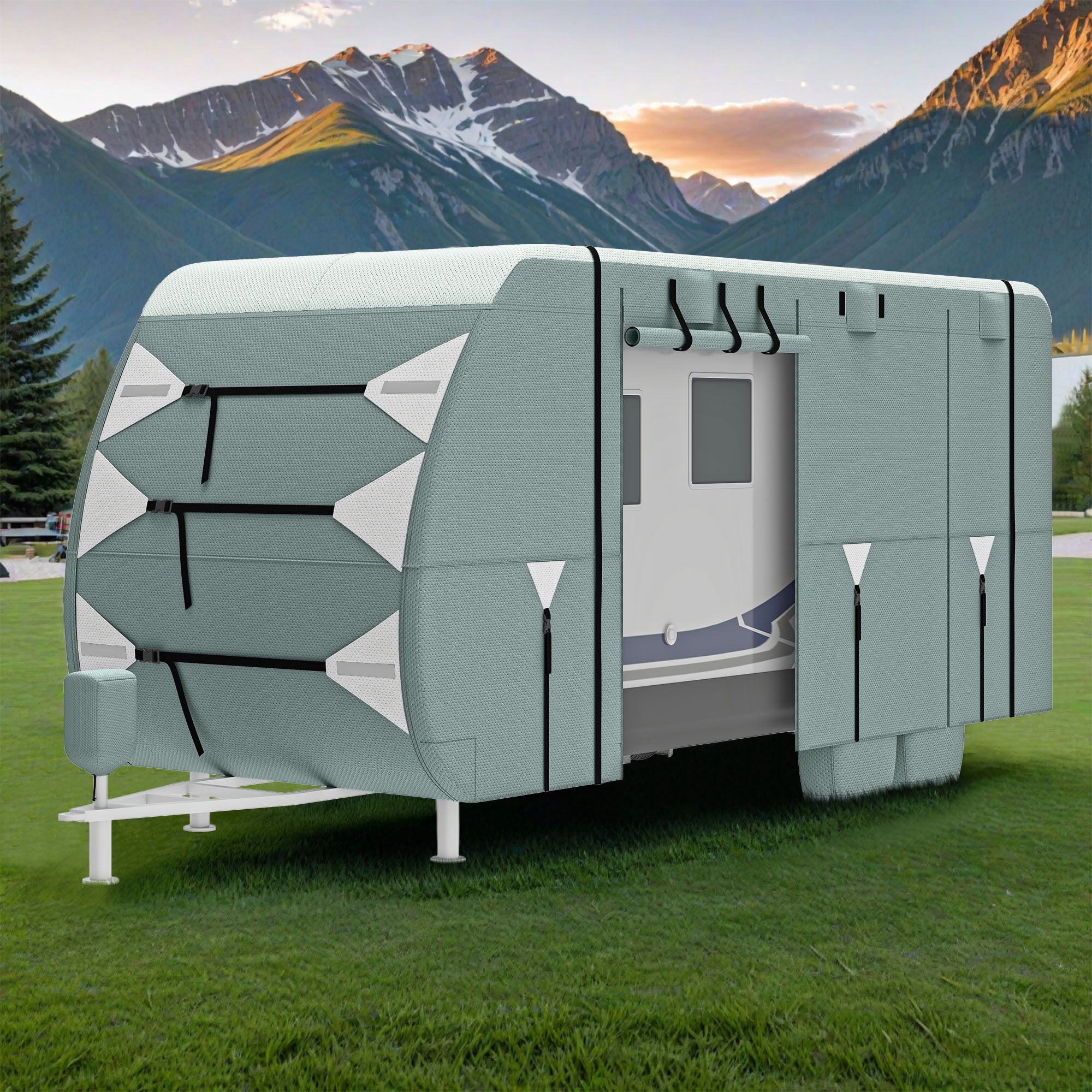 18-20ft Waterproof, Windproof, Anti-UV RV Cover with Extra Thick Fabric ...