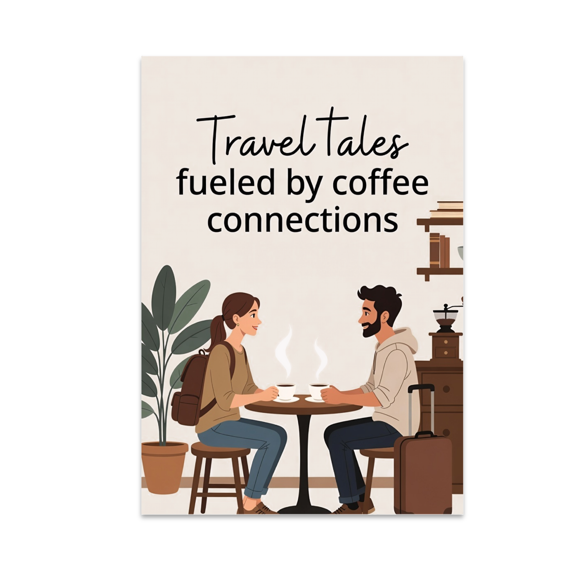 Travel Tales Fueled by Coffee Connections - Travel Enthusiast - 13x19 Poster Print