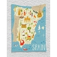 thumbnail image 1 of Travel Tapestry, High Detailed Spain Mapping Calligraphy and Famous Country Items and Landmarks, Wall Hanging for Bedroom Living Room Dorm Decor, 40W X 60L Inches, Multicolor, by Ambesonne, 1 of 2
