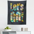 thumbnail image 1 of Travel Tapestry, Lets Go Typography with Touristic Places Travel Around the World Theme Illustration, Fabric Wall Hanging Decor for Bedroom Living Room Dorm, 5 Sizes, Multicolor, by Ambesonne, 1 of 1