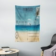 thumbnail image 1 of Travel Tapestry, Nostalgic Tropical Summer Season Backdrop on Vintage Card Stamp Travel Print, Wall Hanging for Bedroom Living Room Dorm Decor, 40W X 60L Inches, Sand Brown Teal, by Ambesonne, 1 of 2