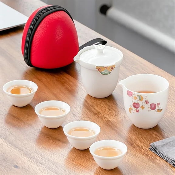 Travel Tea Set One Pot Four Cups White Porcelain Tea Utensils Ceramics Kung Fu Tea Set Portable Storage Bag Tea Pot And Cup Set