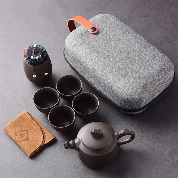 Travel Tea Sets Chinese Kung Fu Ceramic Teapot Portable Handmade Purple Clay Teapot Teacups All In One Gift Bag For Adults