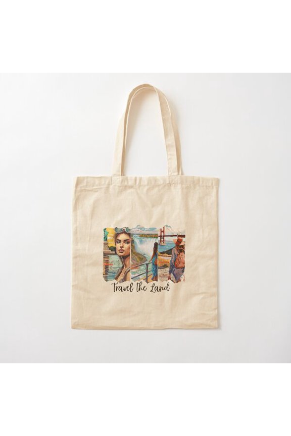 Travel The Land (And Accessories) Canvas Tote Bags, Reusable Shopping Bag