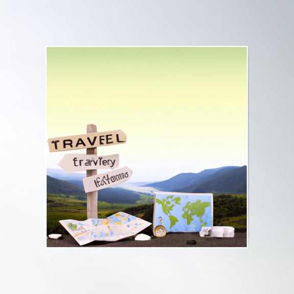 Travel The World! Poster Wall Art, Modern Wall Decor, 16x16 UNFRAMED