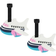 Travel Themed Luggage Tag Travel ID for Suitcases - Set of 2 (White Airplane)
