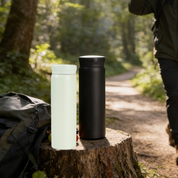 Travel Thermos | 300ml Double-Walled Stainless Steel Insulated Bottle - Vacuum Structure | Keeps Drinks Hot or Cold 12-24 Hours | Lightweight | 1pc | Black/Green