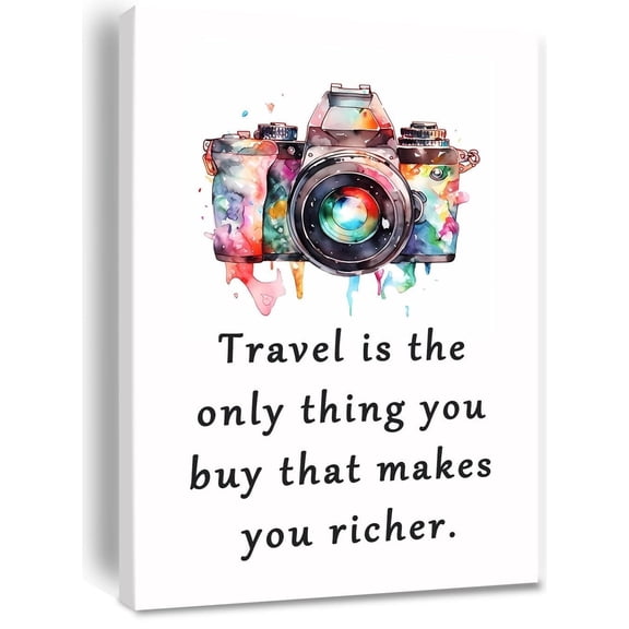 Travel is The Only Thing You Buy That Makes You Richer Quote Print Canvas Wall Art for Living Room Home Office Decor Painting Posters Travel Theme Decorations poster
