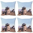 thumbnail image 1 of Travel Throw Pillow Cushion Case Pack of 4, Digitally Generated Image of an Astronaut Giving Thumbs Exploration of the Planets, Modern Accent Double-Sided Print, 4 Sizes, Multicolor, by Ambesonne, 1 of 2