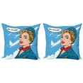thumbnail image 1 of Ambesonne Travel Throw Pillow Cover 2 Pack, Bon Voyage Stewardess Retro, 18", Multicolor, 1 of 5
