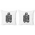 thumbnail image 1 of Travel Throw Pillow Cushion Cover Pack of 2, Do You Want to See the World Motivational Words on a Suitcase Grunge Design, Zippered Double-Side Digital Print, 4 Sizes, Black and White, by Ambesonne, 1 of 2