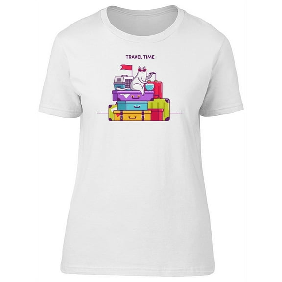 Travel Time Cute Cool Kitten T-Shirt Women -Image by Shutterstock, Female Medium