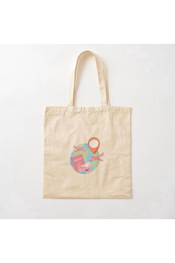 Travel Time Everywhere Canvas Tote Bags, Reusable Shopping Bag