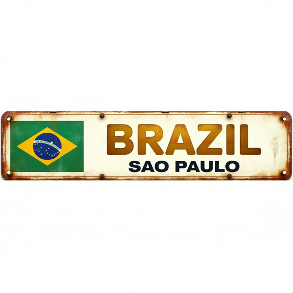 Travel Tin Sign 16x4 Inch Brazil Sao Paulo Design - Ideal for Living Room, Bedroom, Outdoor Vintage Travel Decor