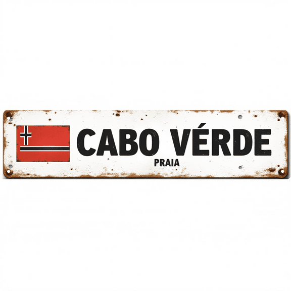 Travel Tin Sign 16x4 Inch Cabo Verde Design - Ideal for Living Room, Patio, Outdoor Beachy Decor with Vintage Vibe