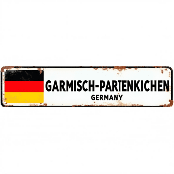 Travel Tin Sign 16x4 Inch Garmisch Partenkirchen Germany Design - Great for Living Room, Bedroom, Outdoor Vintage Travel Decor