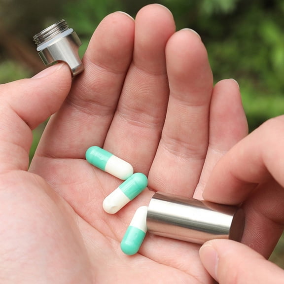 Travel Titanium Waterproof Pill Holder Container Portable Pill Box Case Capsule S Fangkenuo