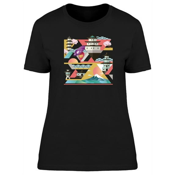 Travel To Japan Doodles T-Shirt Women -Image by Shutterstock, Female Medium