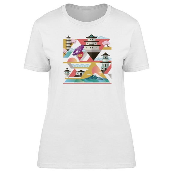 Travel To Japan Doodles T-Shirt Women -Image by Shutterstock, Female Medium