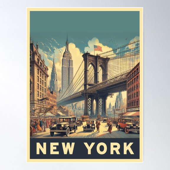 Travel To New York Poster Wall Art, Modern Wall Decor For Living Room Bedroom, 12x18 UNFRAMED