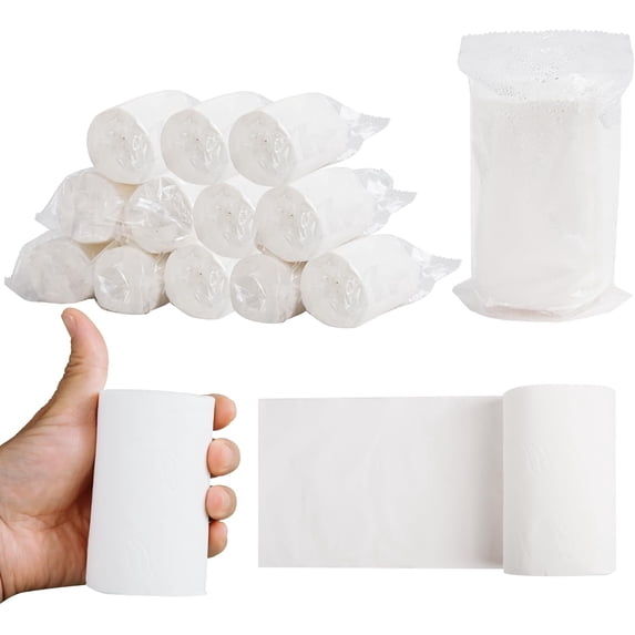 Travel Toilet Paper 12 Rolls – Coreless & Individually Wrapped, Compact Packable Tissue for Camping, RV, Hiking, Outdoor Trips, Waterproof Portable Bathroom Tissue (12)