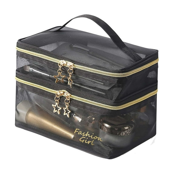 Travel Toiletry Bag Cosmetic Pouch Durable Large Opening Dustproof Portable Waterproof Cosmetic Storage Bag Clear Cosmetic Bag for Gym B
