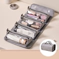 thumbnail image 1 of Leather Travel Toiletry Organizer with Detachable Clear Compartments Large Capacity Foldable Hanging Cosmetic Storage Bag, 1 of 8