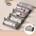 thumbnail image 1 of Travel Toiletry Bag Large Capacity Hanging Makeup Organizer with Detachable Clear Compartments Leather Foldable Cosmetic Storage Pouch for Women Men, 1 of 8