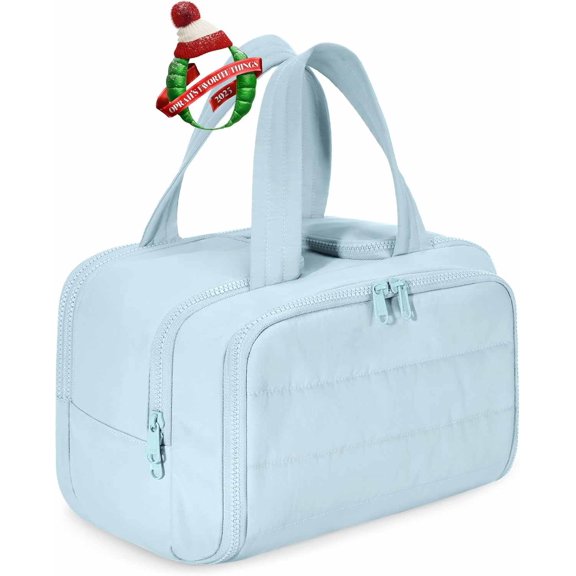 Travel Toiletry Bag, Lightweight Large Wide-open Travel Bag for Women, Puffy Cosmetic Makeup Bag Organizer with Handle for Accessories,Essentials, Toiletries
